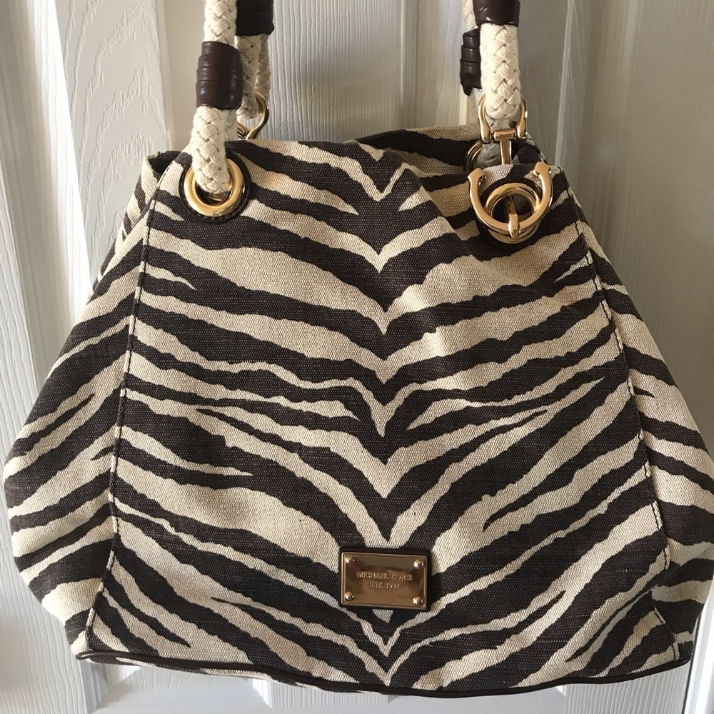 Michael Kors Marina Anchor Zebra Print Bag